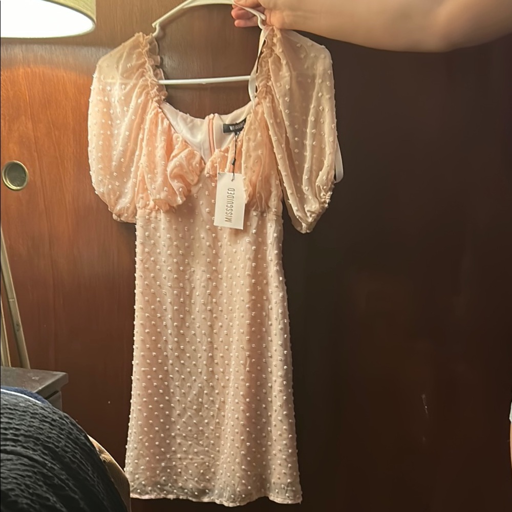 Chic Peach Polka Dot Dress